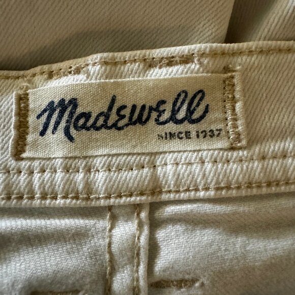 Madewell Slim Mid-RiseBoyfriend Jeans in White with Cream Patches Size 28 - Picture 4 of 11